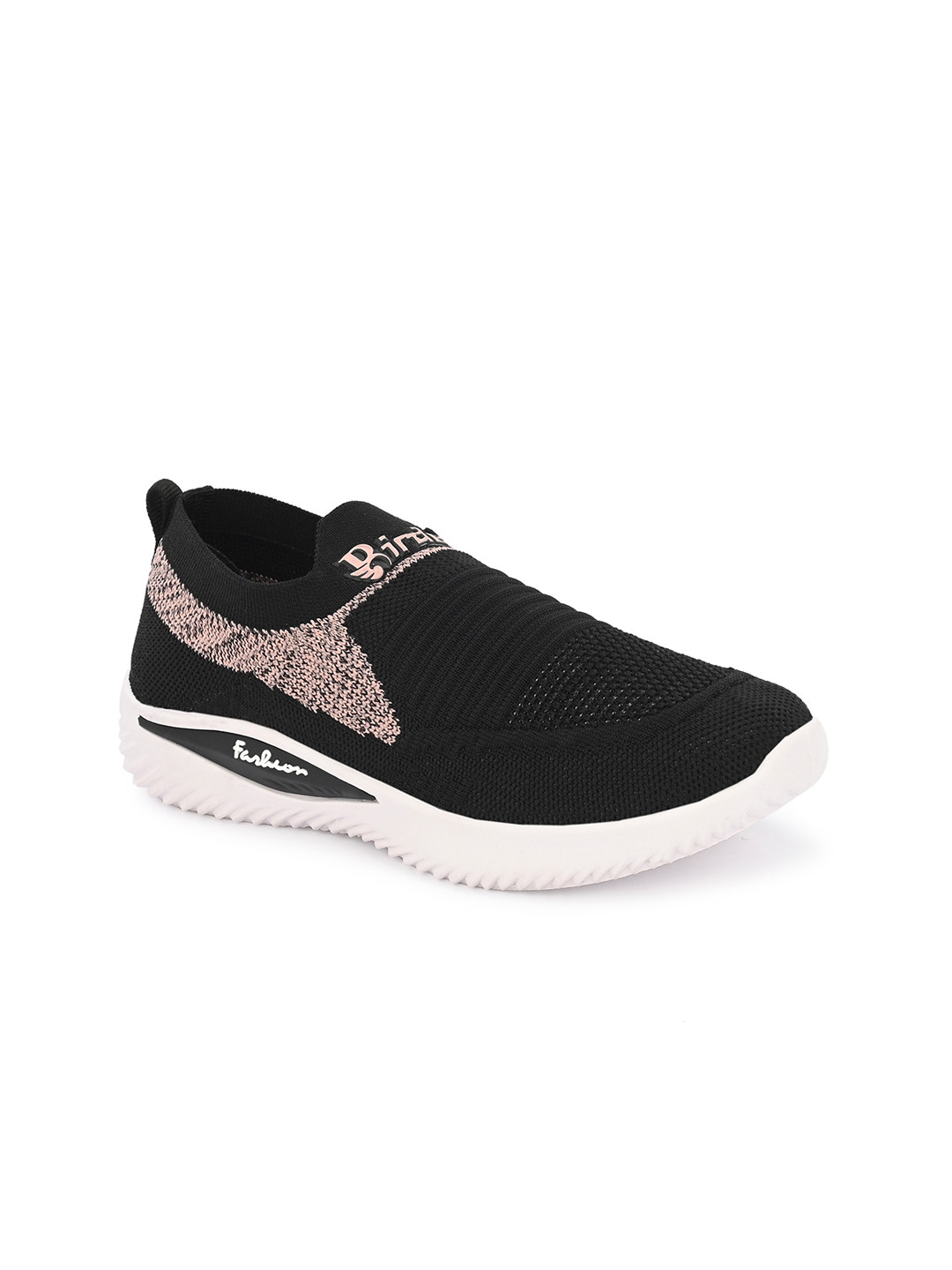 

BIRDE Women Woven Design Lightweight Slip-On Sneakers, Black
