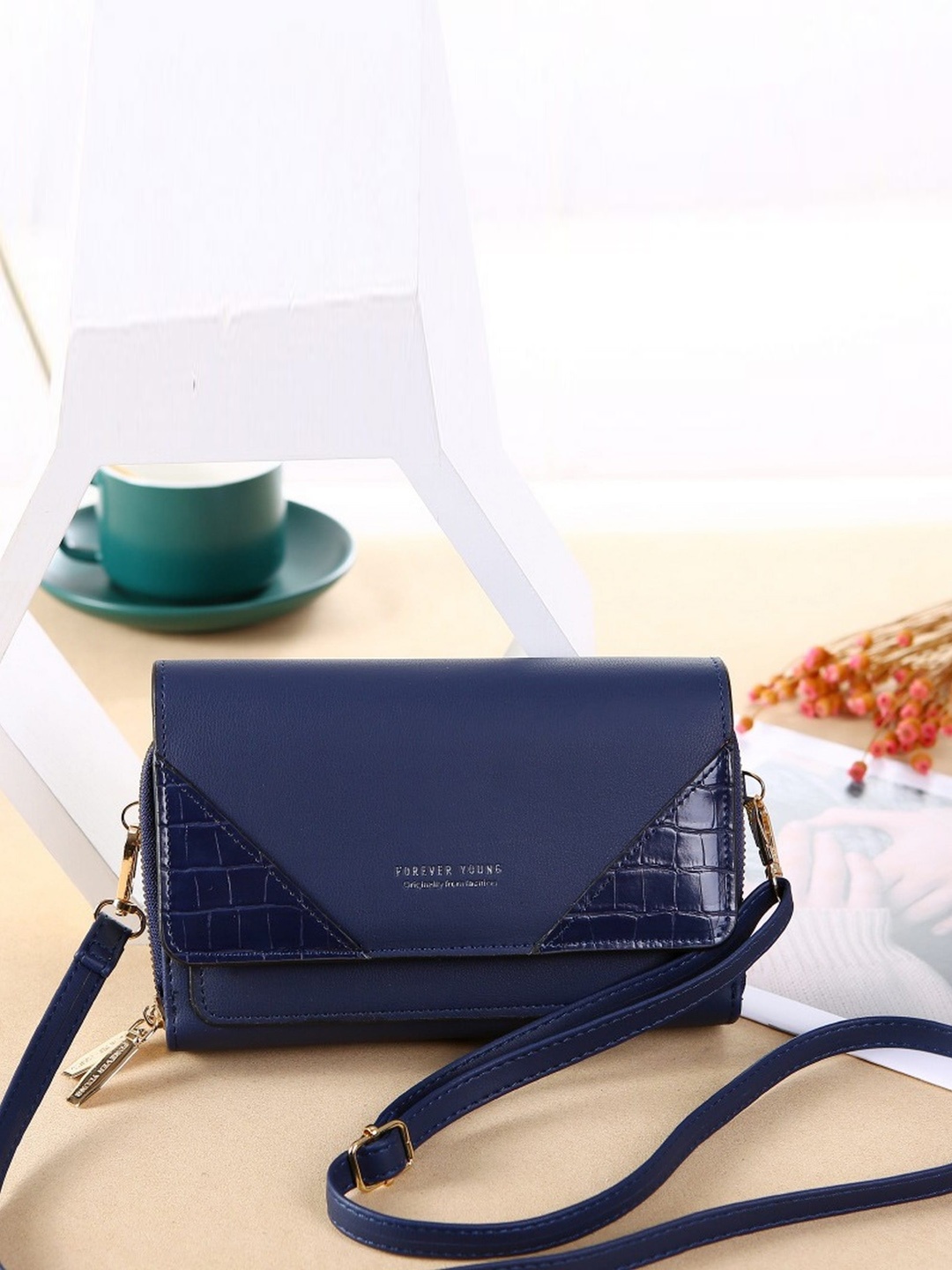 

Diva Dale Textured Structured Sling Bag, Blue