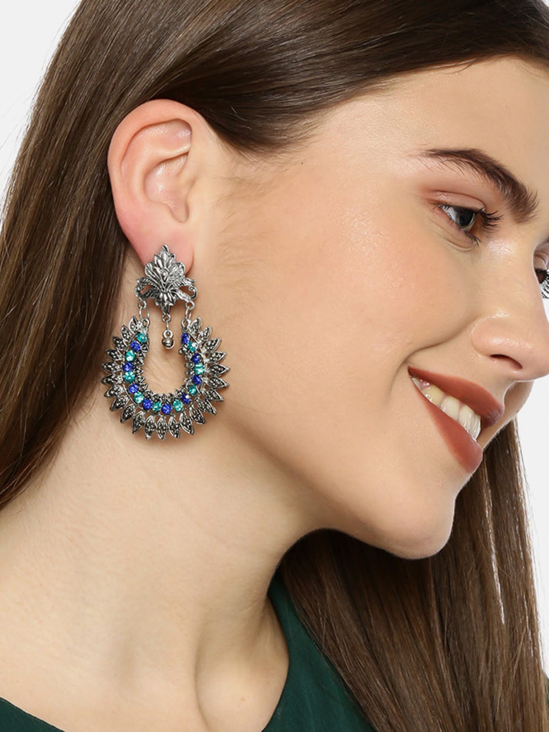 

Fida Silver-Plated Crescent Shaped Drop Earrings