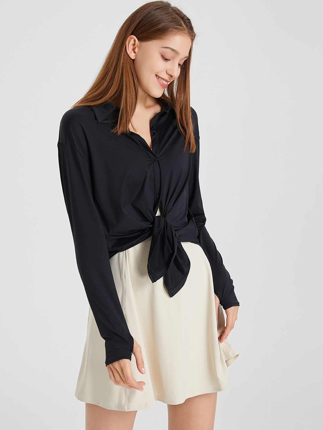 

JC Collection Spread Collar Shacket, Black
