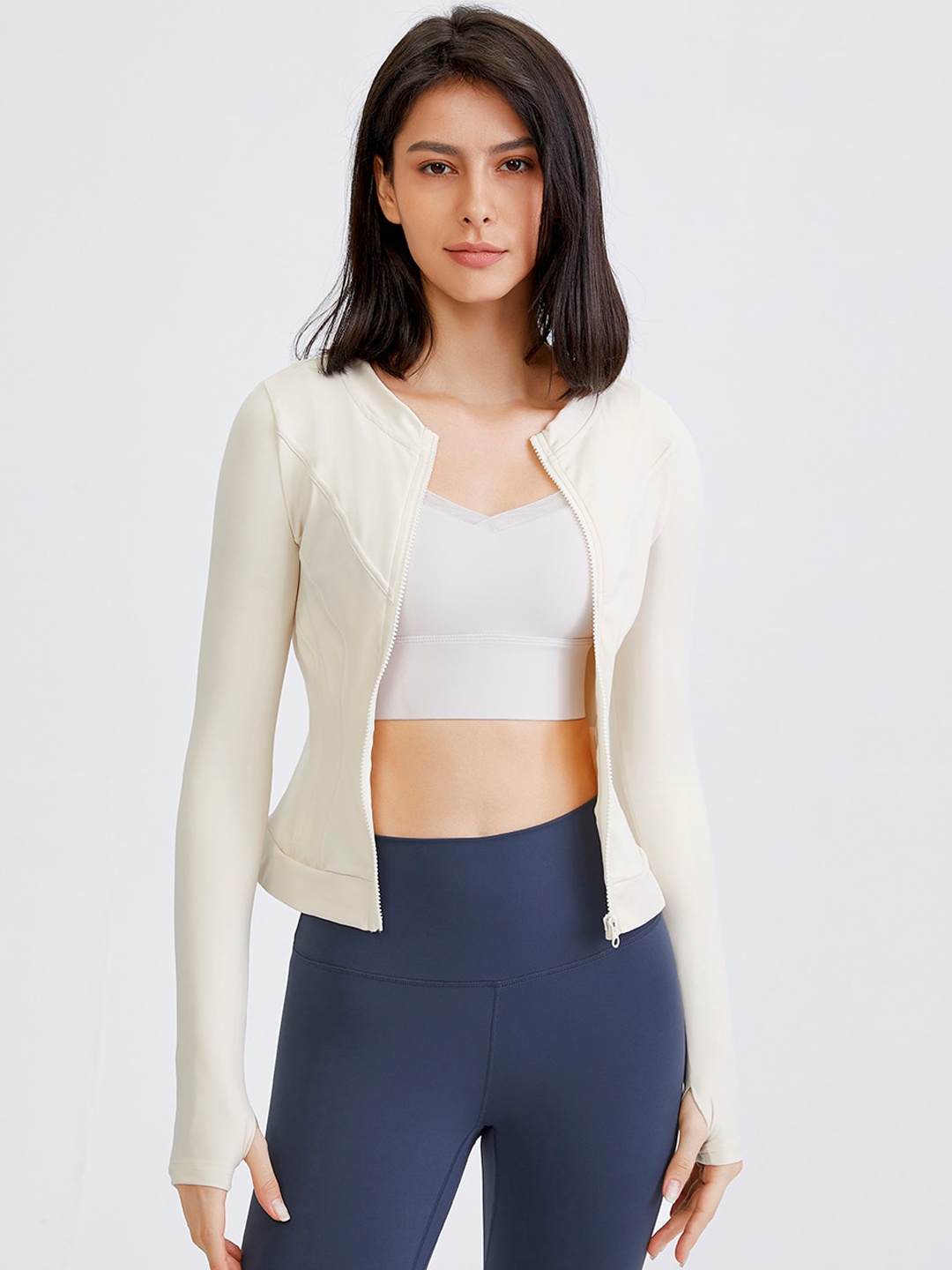 JC Collection Lightweight Rapid-Dry Crop Sporty Jacket, Beige