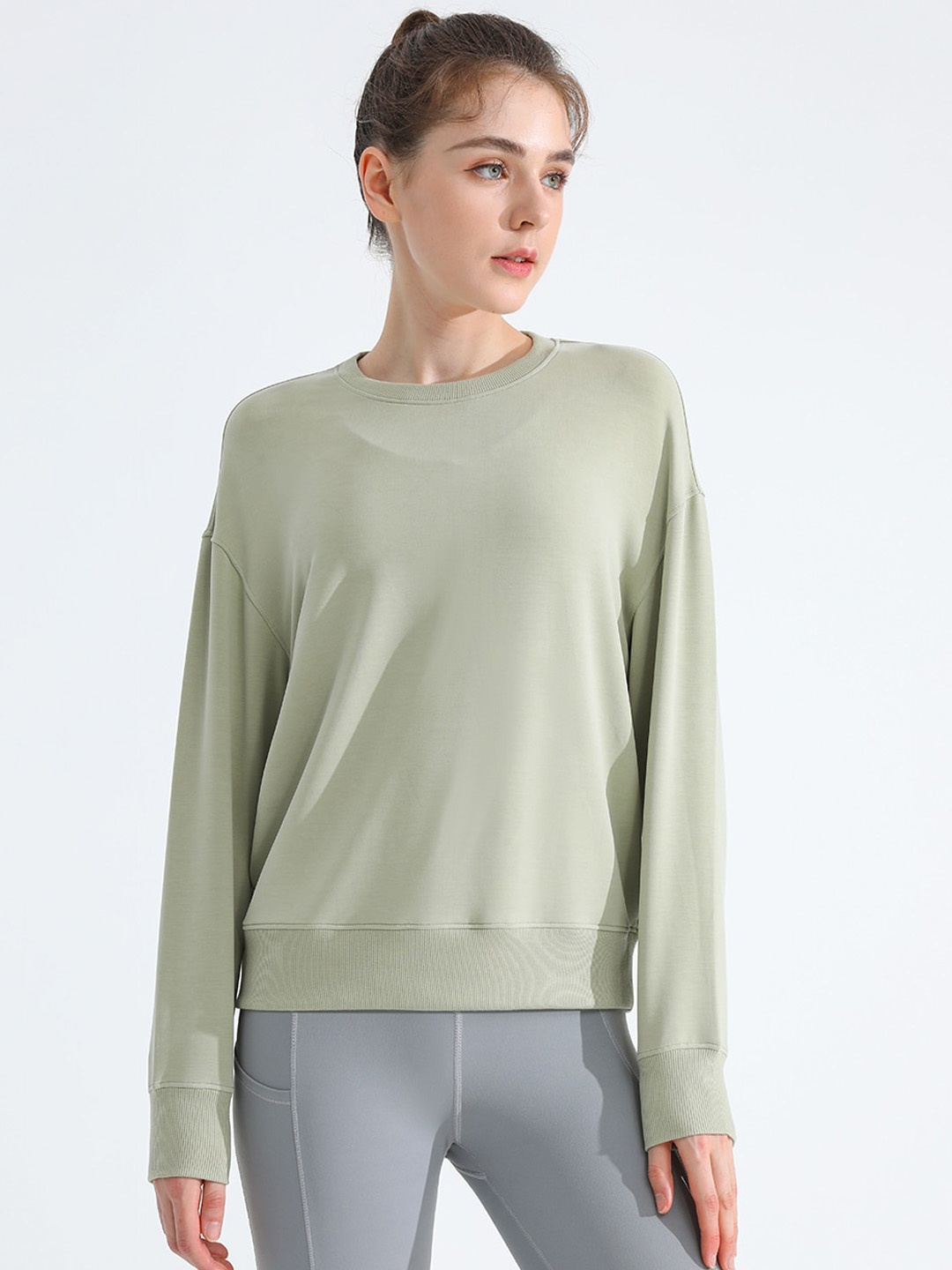 

JC Collection Women Round Neck Antimicrobial Sweatshirt, Green