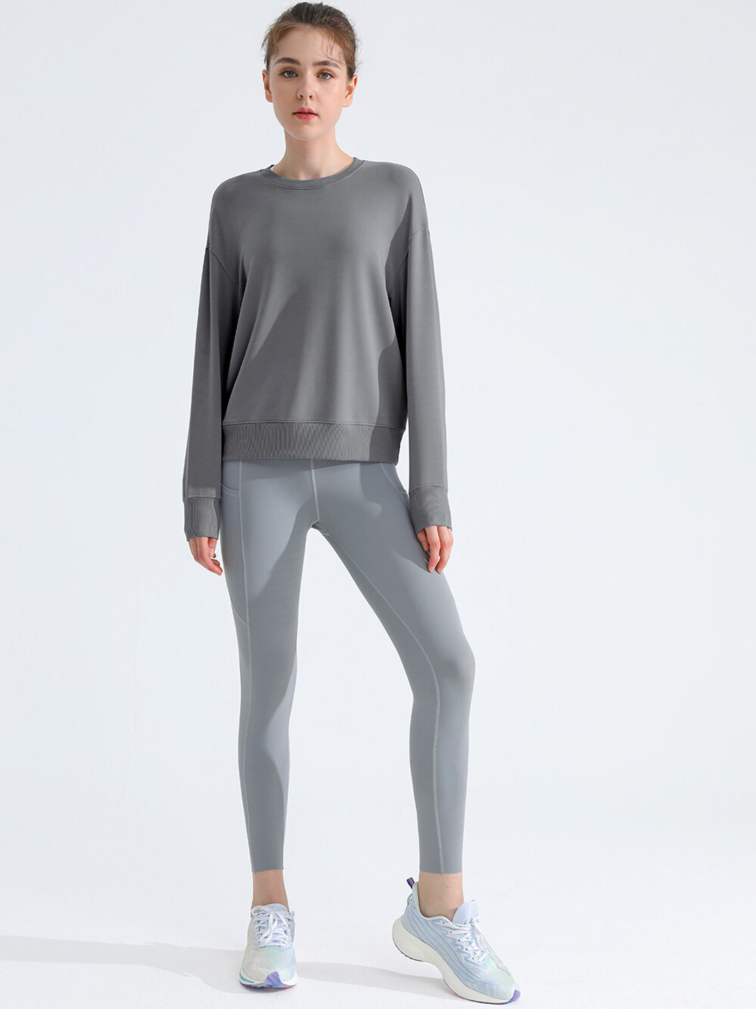 

JC Collection Women Round Neck Antimicrobial Sweatshirt, Grey