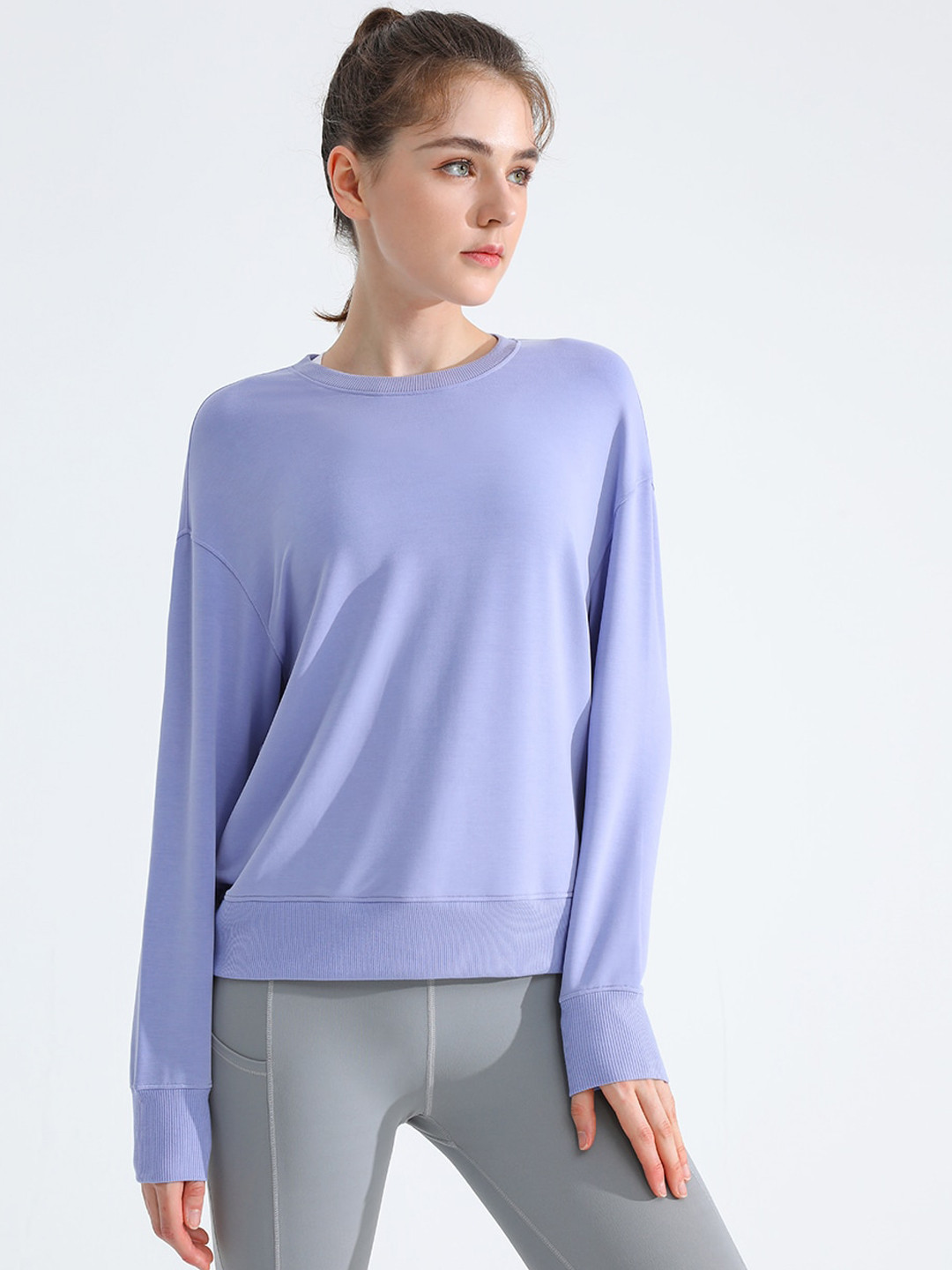 

JC Collection Women Round Neck Antimicrobial Sweatshirt, Purple