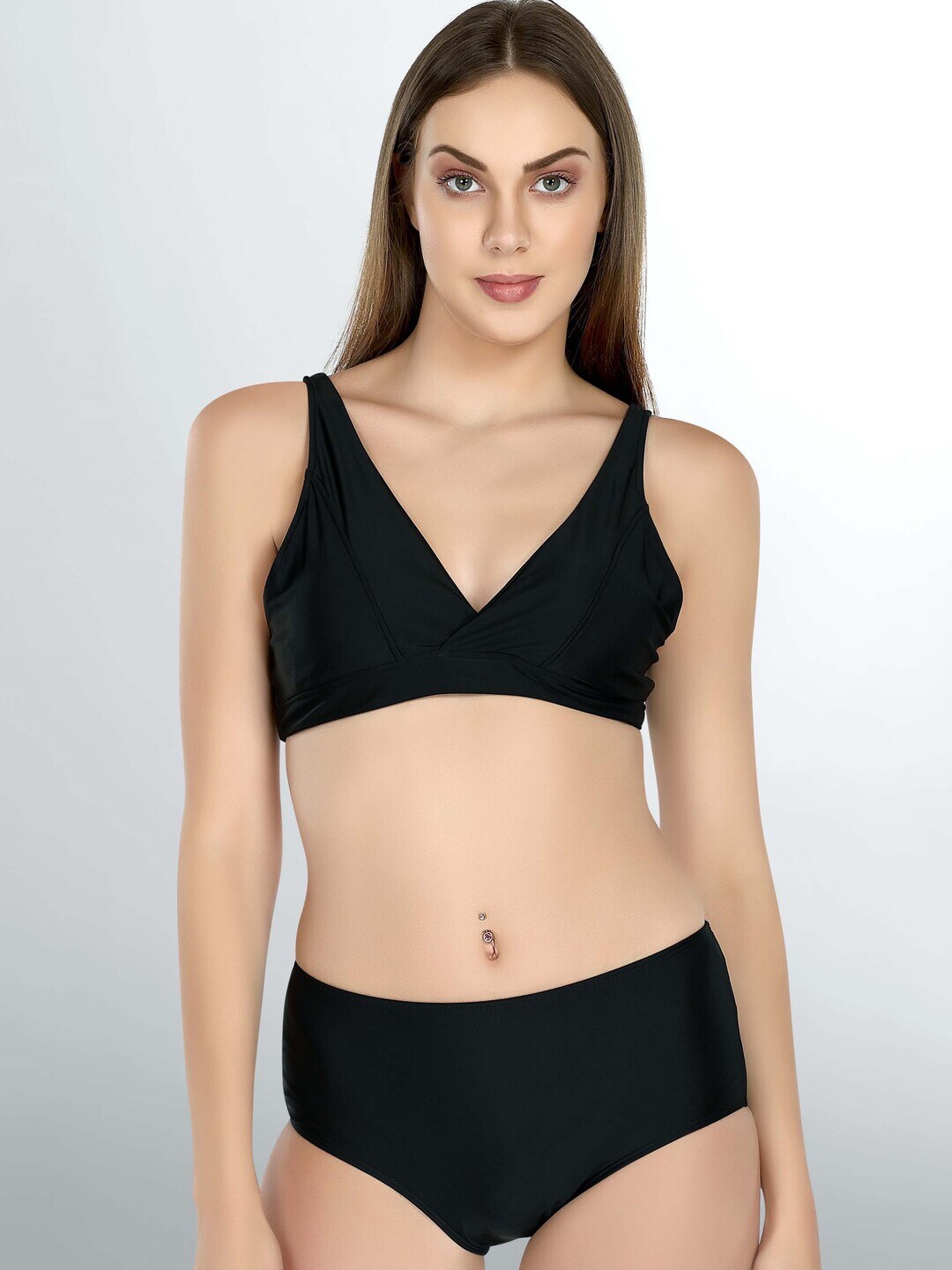 

Addery V-Neck Swim Bikini Set, Black