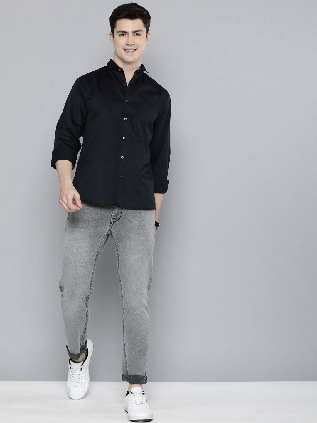 

Mast & Harbour Men Regular Fit Opaque Casual Shirt, Navy blue