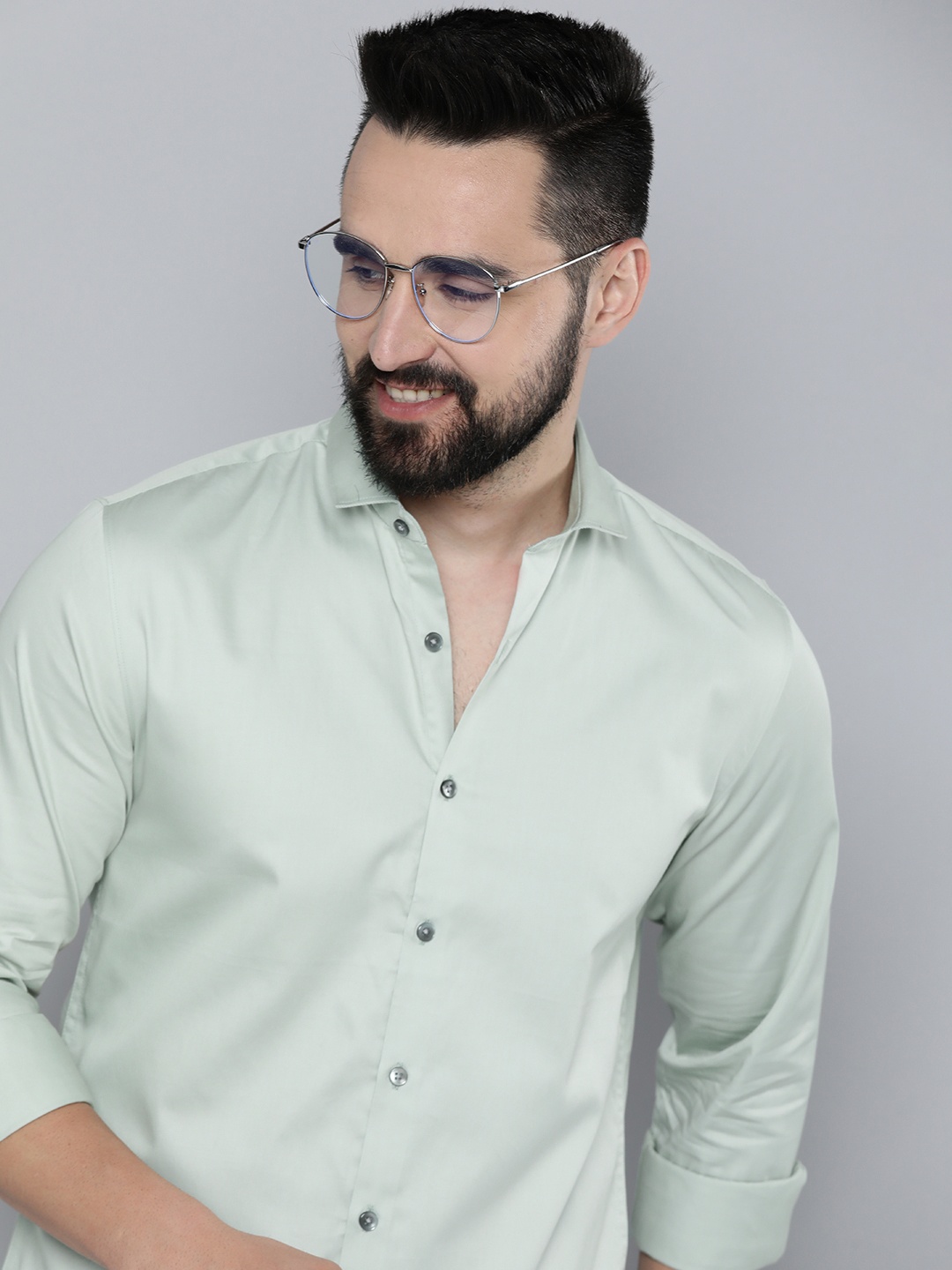 

Mast & Harbour Men Regular Fit Opaque Casual Shirt, Green