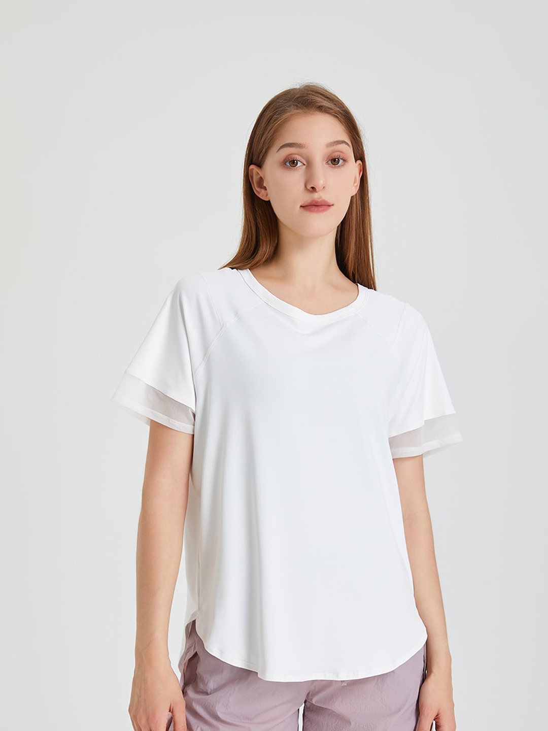 

JC Collection Raglan Sleeves Asymmetric Hem T-shirt, White