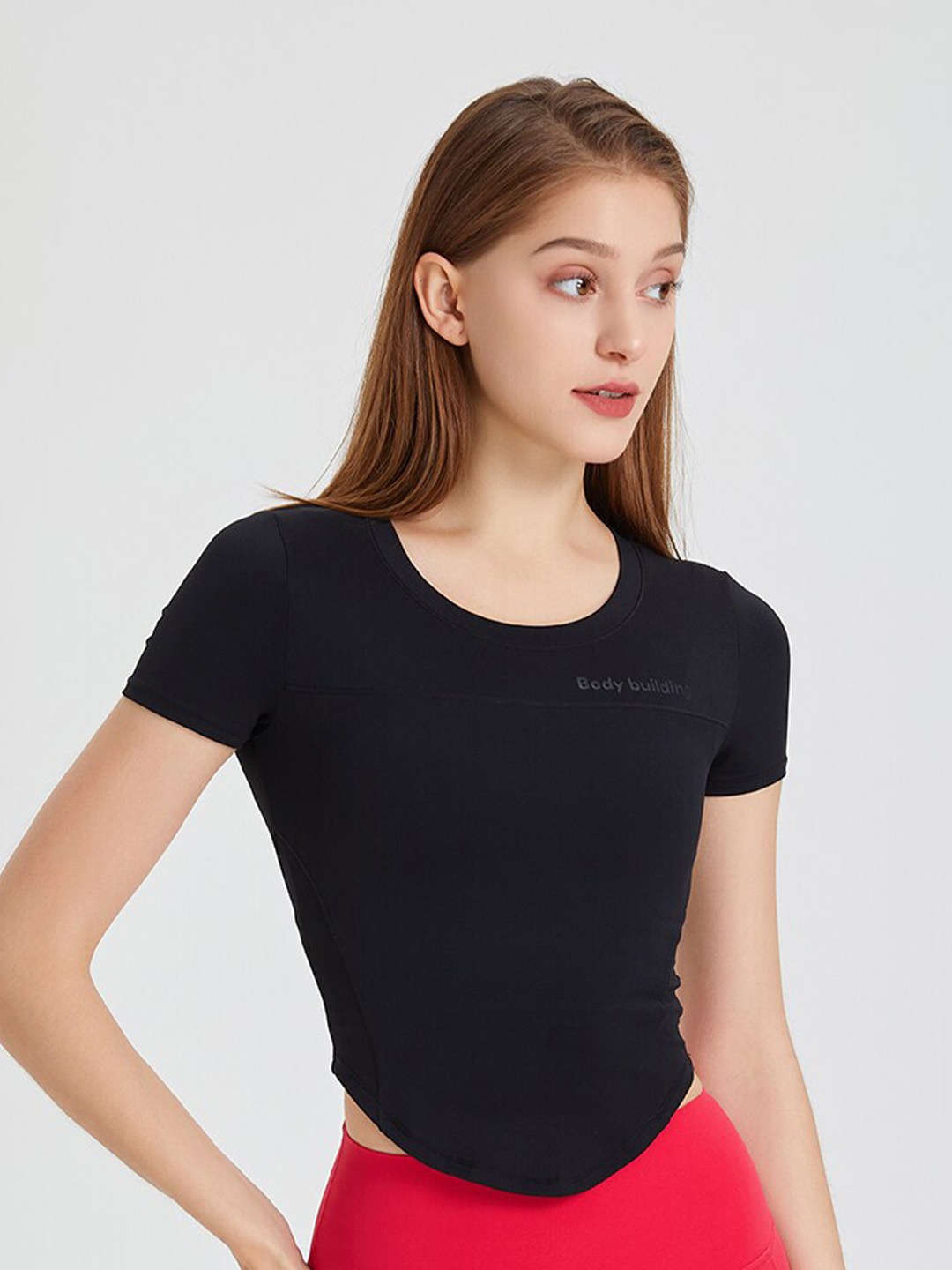 

JC Collection Round Neck Fitted Top, Black