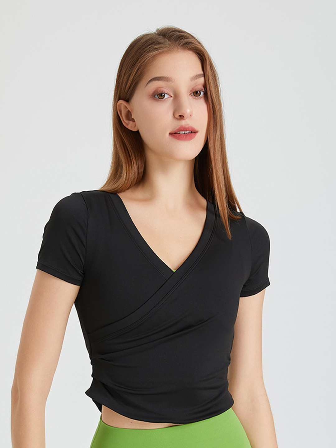 

JC Collection V-Neck Wrap Top, Black