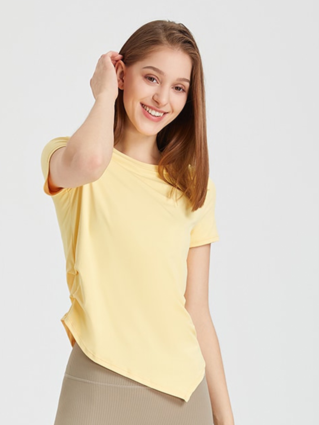 

JC Collection Asymmetric Hem Knitted Top, Yellow