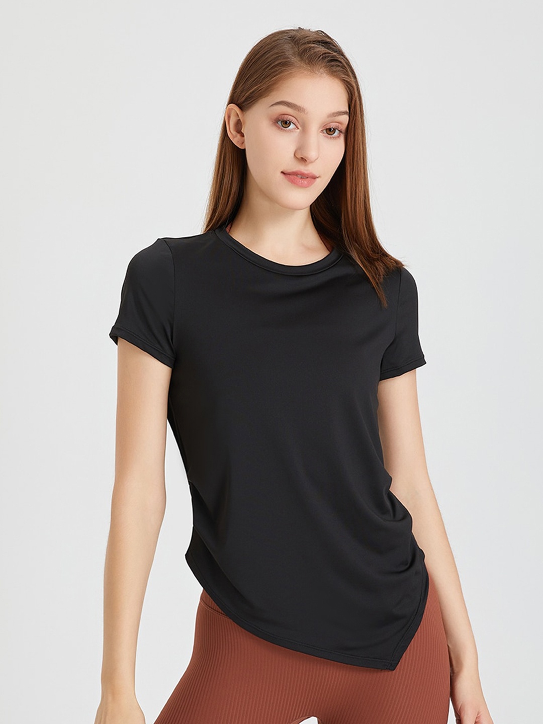 

JC Collection Asymmetric Hem Knitted Top, Black
