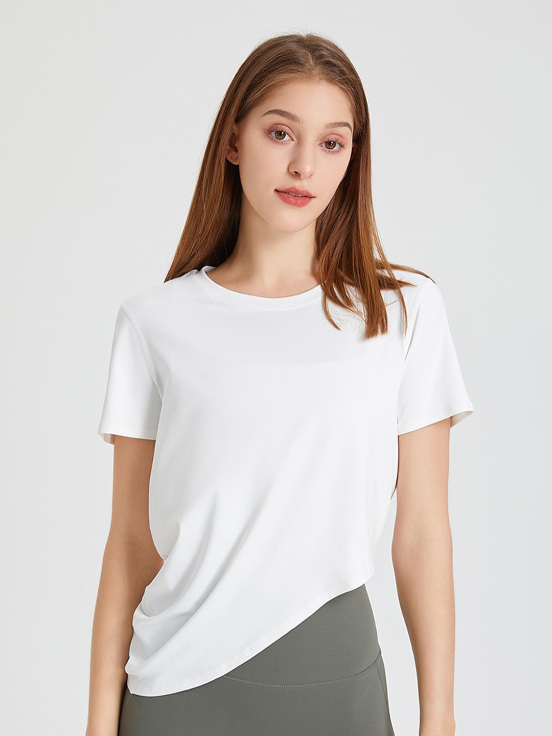 

JC Collection Round Neck Short Sleeve Casual Top, White