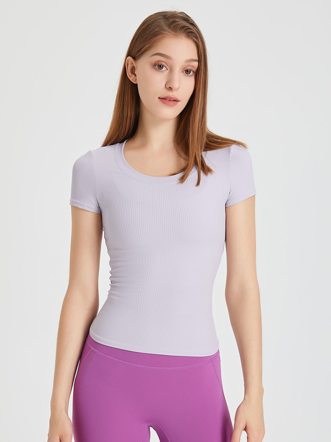 

JC Collection Round Neck Style Back Casual Top, Purple