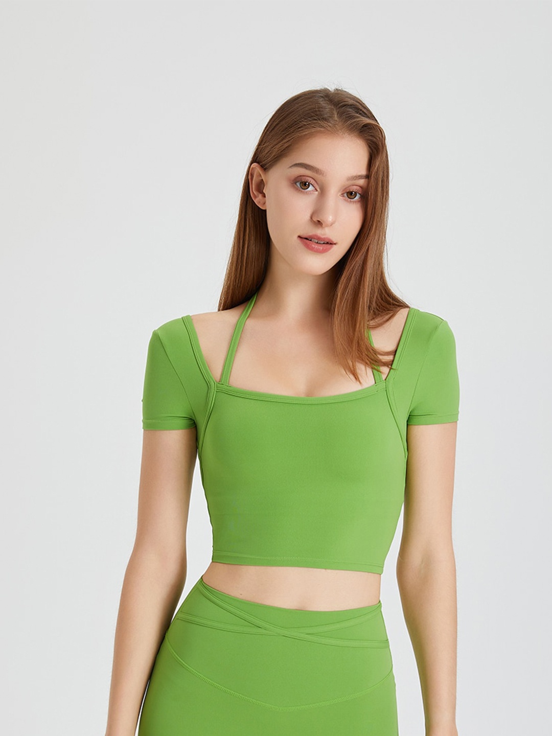

JC Collection Square Neck Crop Top, Green
