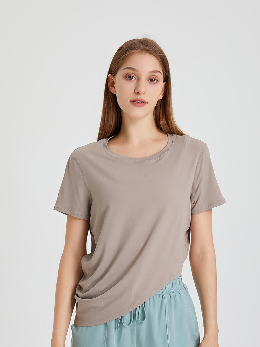 

JC Collection Round Neck Casual Top, Grey