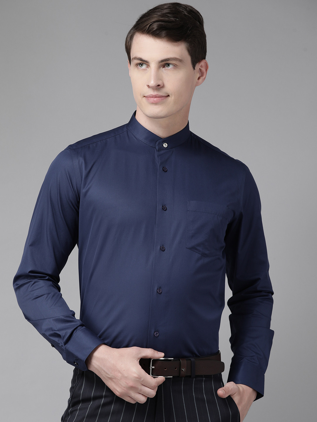 

Blackberrys Pure Cotton Slim Fit Formal Shirt, Navy blue