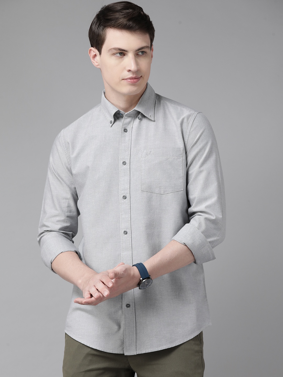 

Blackberrys Cotton Slim Fit Opaque Casual Shirt, Grey