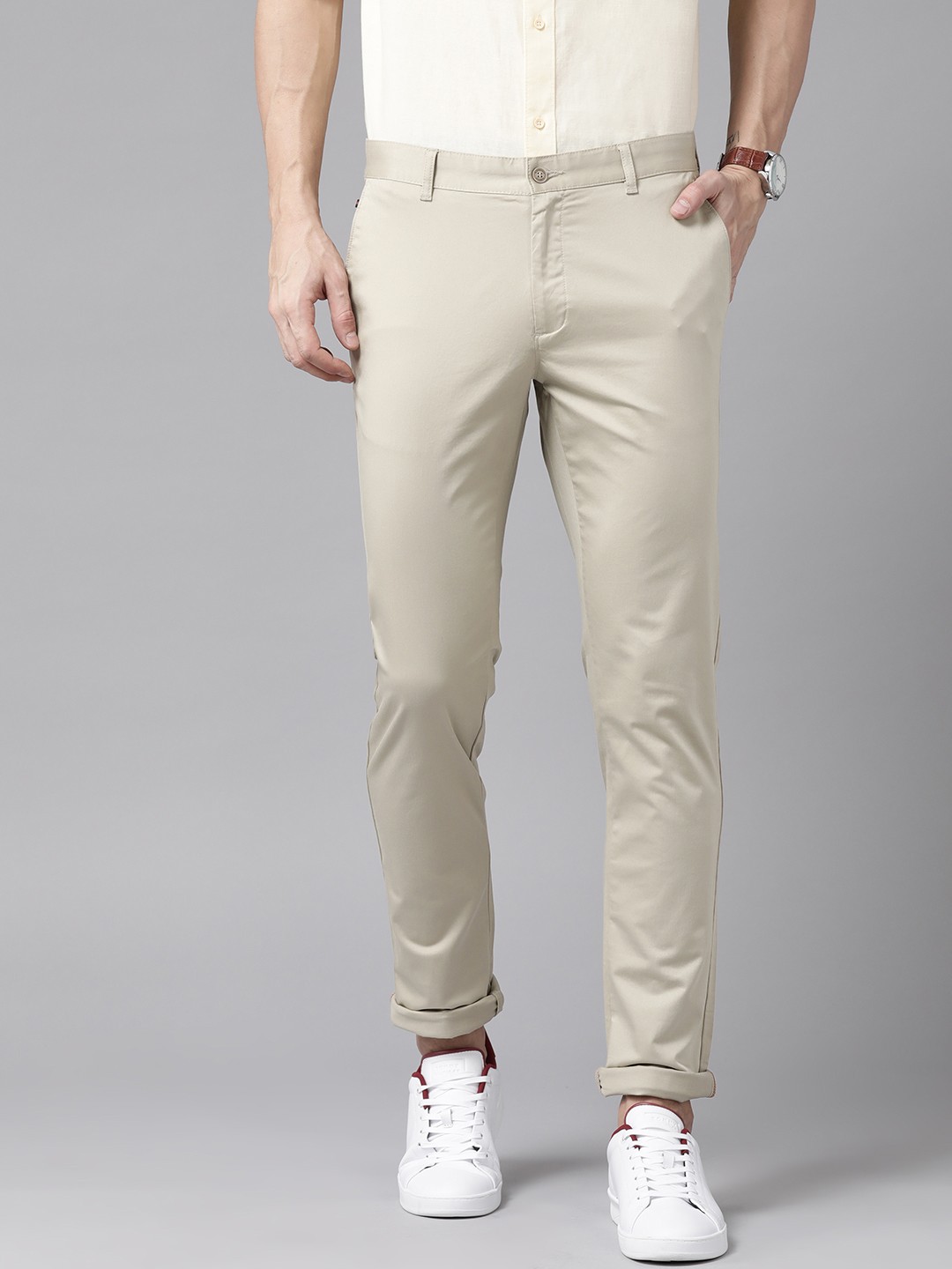 

Blackberrys Men B-91 Slim Fit Trousers, Beige