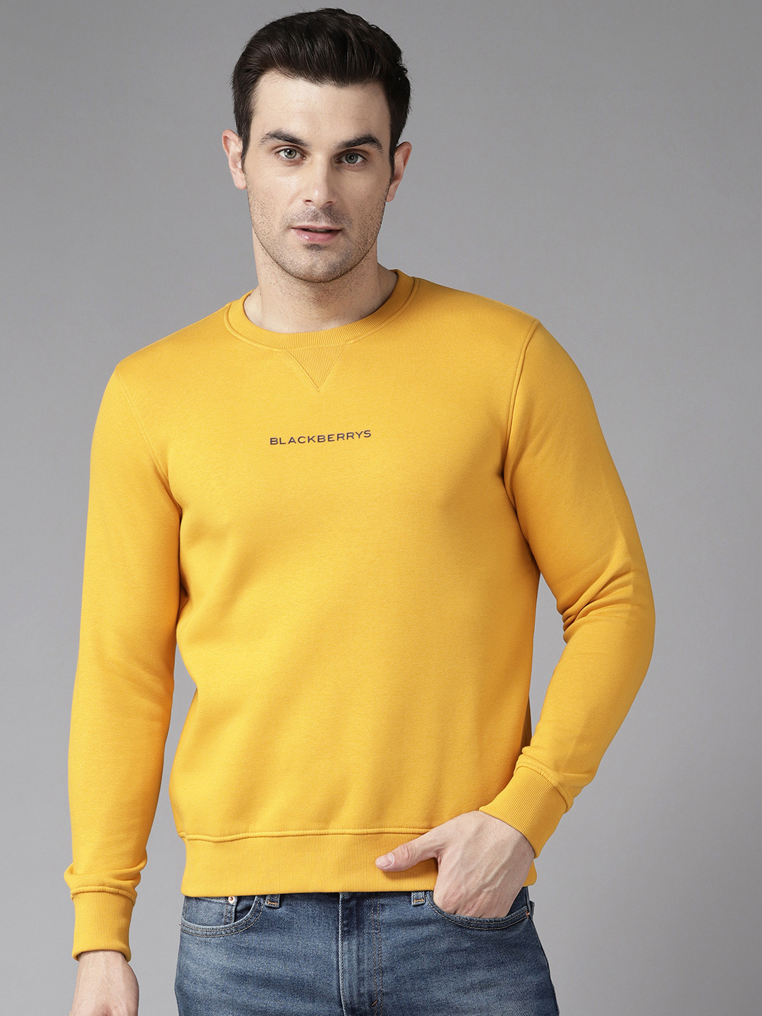 

Blackberrys Brand Logo Printed Sweatshirt, Mustard