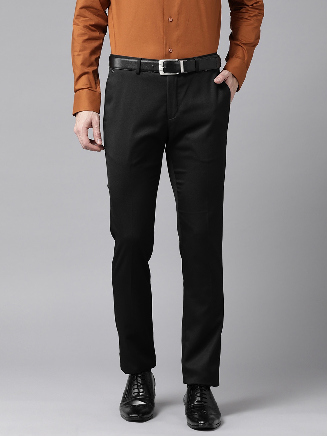 

Blackberrys Men B-91 Slim Fit Formal Trousers, Black