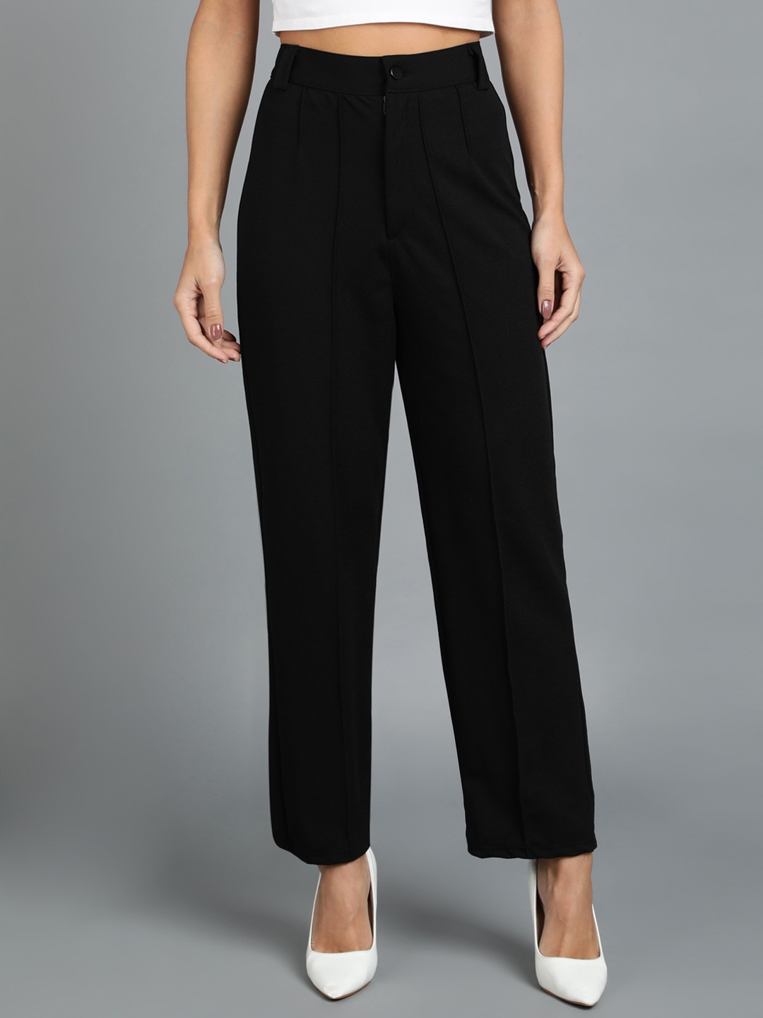 

KASHIAN Women Relaxed Straight Leg Straight Fit Trousers, Black