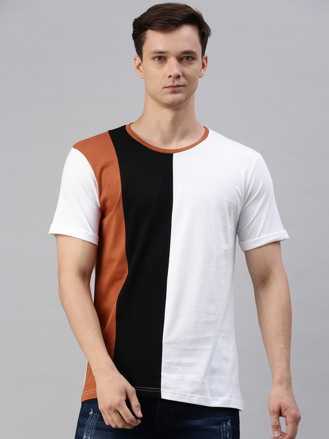

Urban Dog Colourblocked Round Neck Pure Cotton T-shirt, White