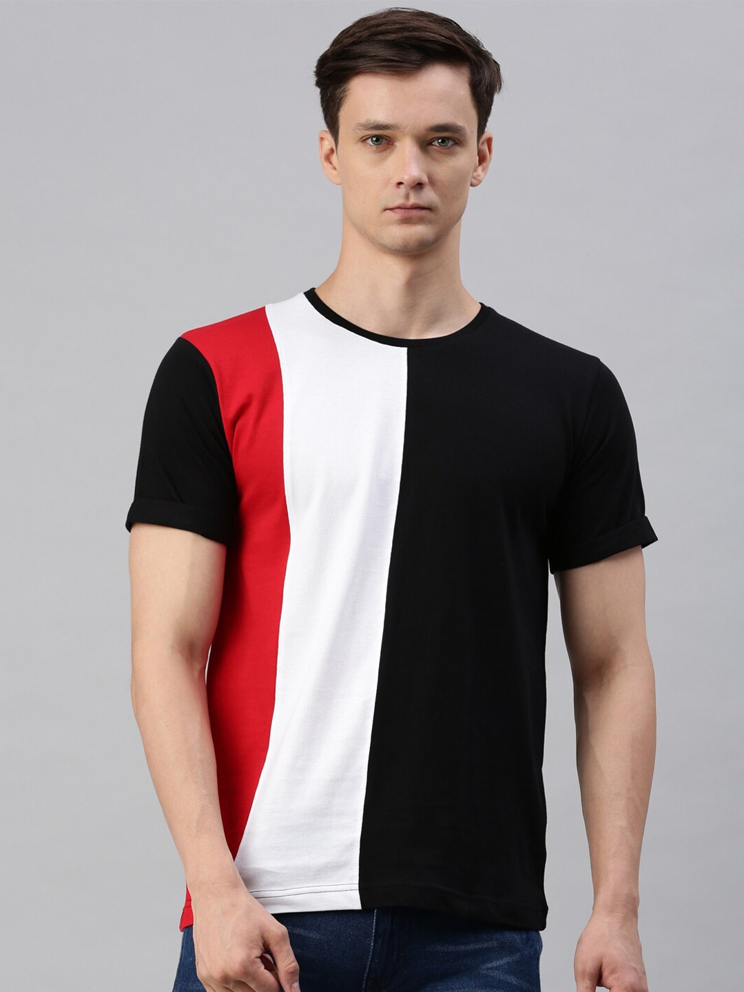 

Urban Dog Colourblocked Pure Cotton T-shirt, Black