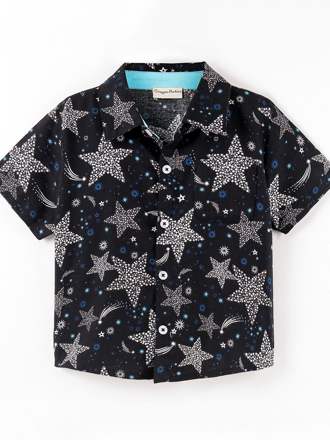 

CrayonFlakes Boys Graphic Printed Opaque Casual Shirt, Black