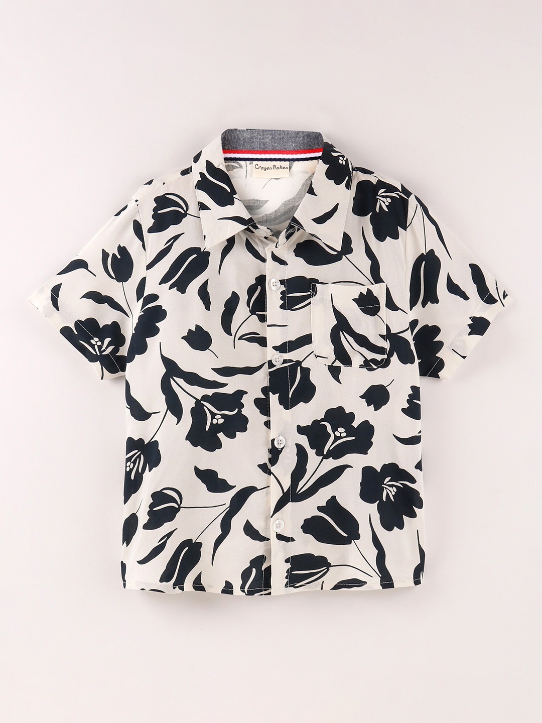

CrayonFlakes Boys Floral Printed Opaque Casual Shirt, Off white