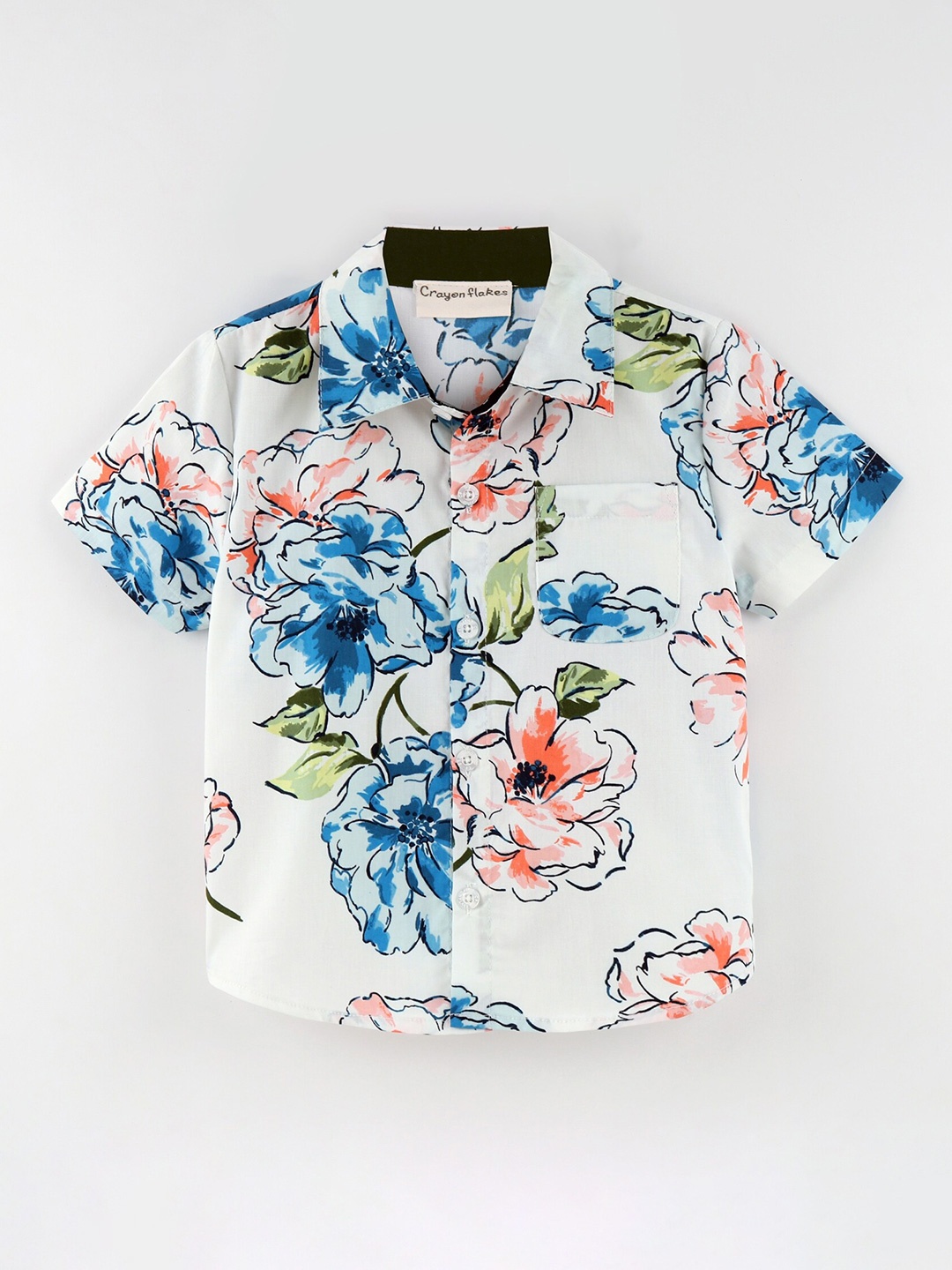 

CrayonFlakes Boys Floral Opaque Printed Casual Shirt, Off white