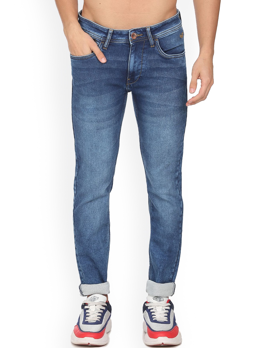 

Flying Machine Men Slim Tapered Fit Heavy Fade Clean Look Jeans, Blue