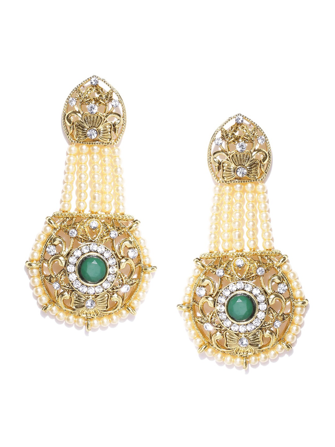

Anouk Gold-Plated Contemporary Stone-Studded Drop Earrings