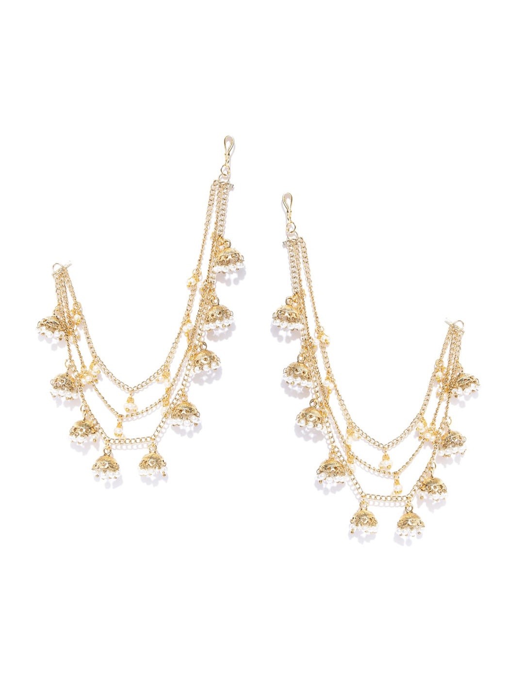 

Anouk Gold-Toned & White Gold-Plated Contemporary Beaded Ear Chains