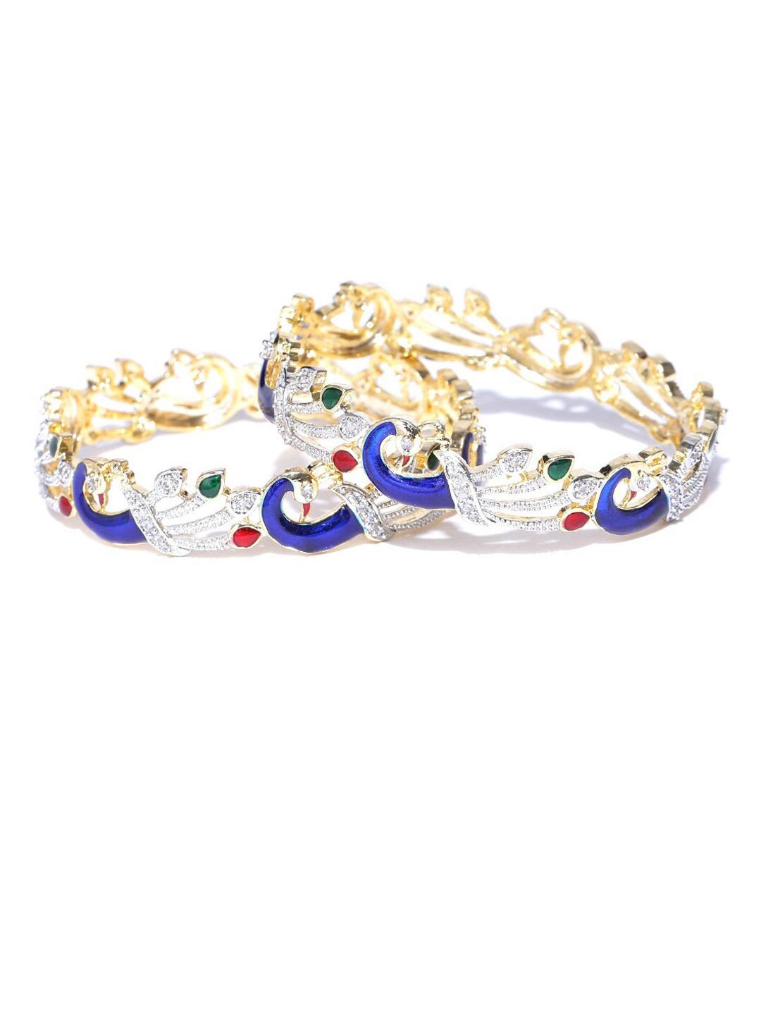 

Anouk Set Of 2 Stone-Studded Bangles, Silver