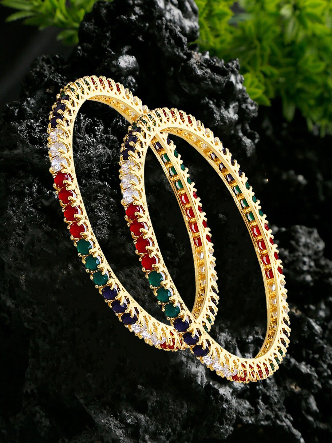 

Anouk Set Of 2 Gold-Plated & Stone-Studded Bangles