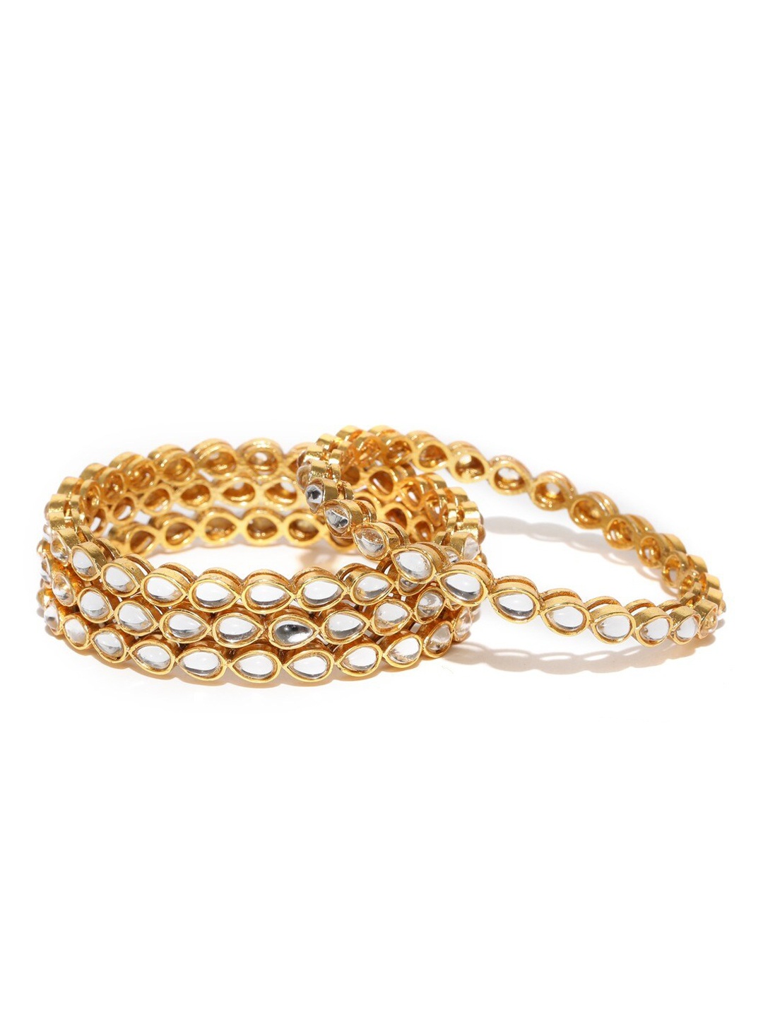

Anouk Set of 4 Gold-Plated Kundan Stone-Studded Bangles