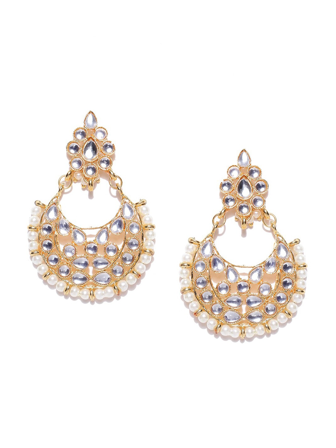 

Anouk Gold-Toned & White Gold-Plated Contemporary Chandbalis Earrings