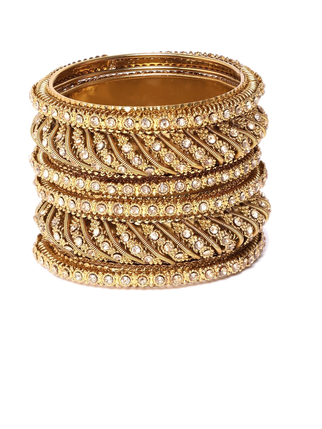 

Anouk Set Of 6 Gold-Plated & Stone-Studded Bangles