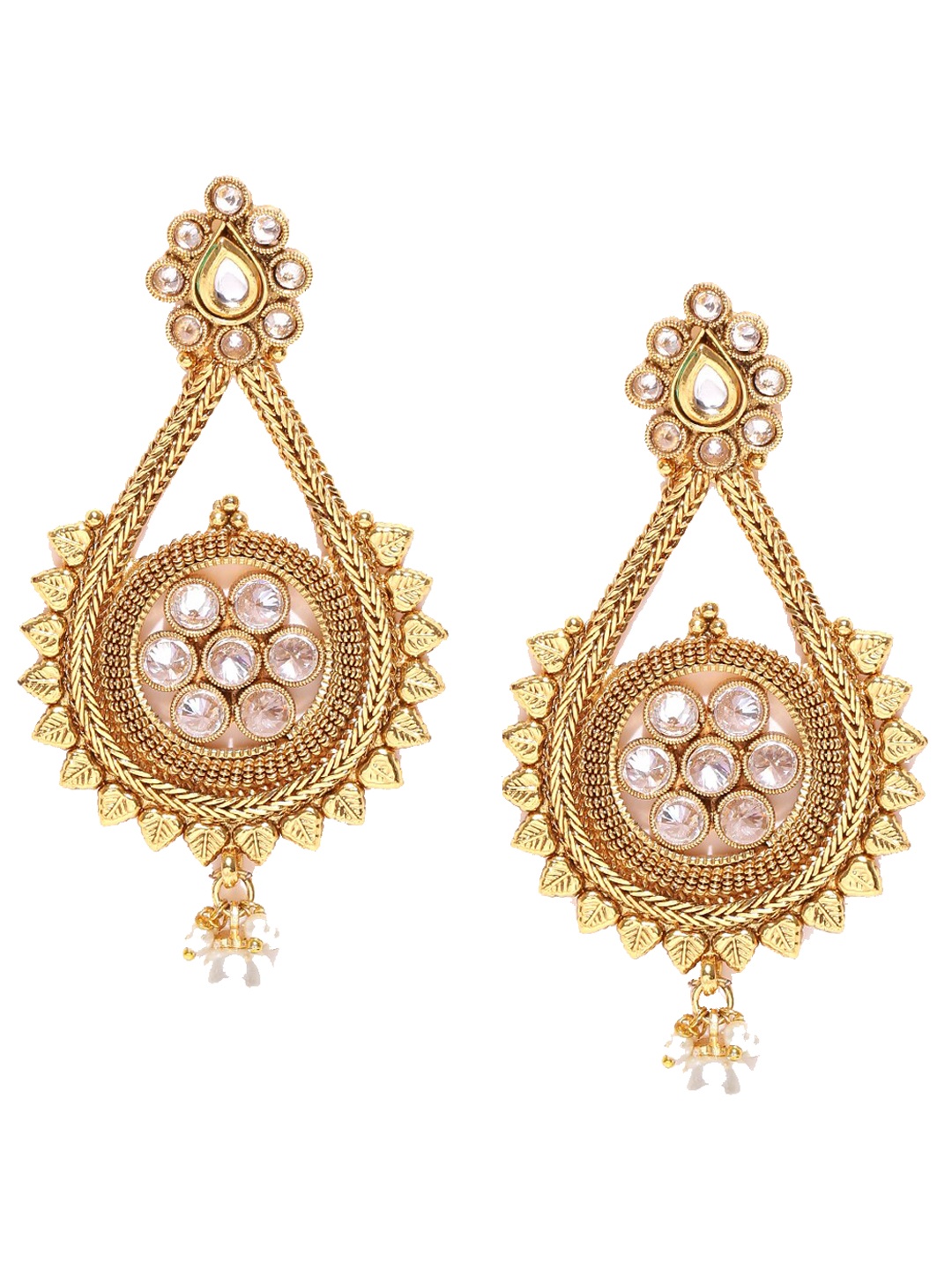 

Anouk Gold-Toned & White Gold-Plated Contemporary Drop Earrings