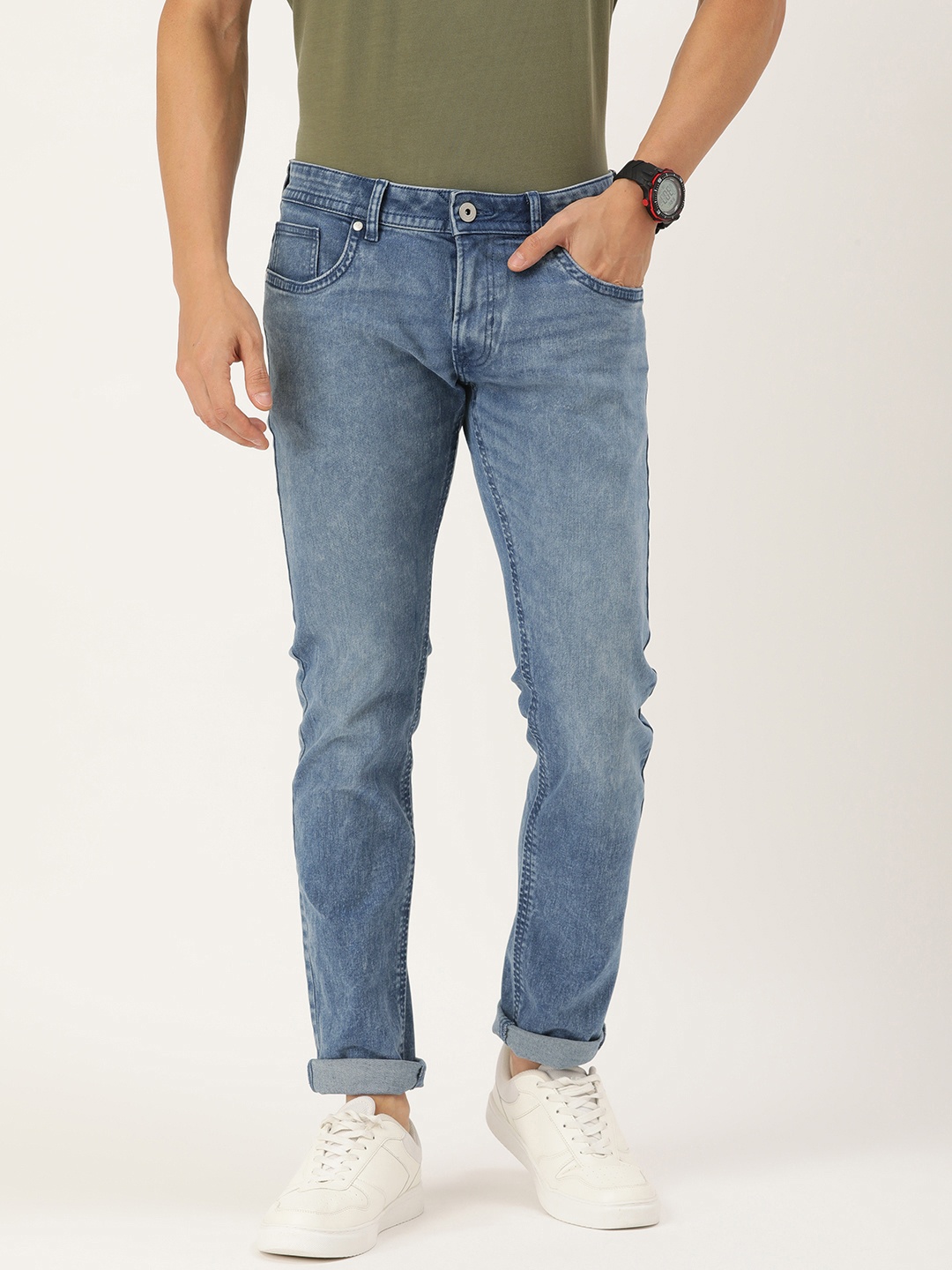 

Peter England Casuals Men Skinny Fit Light Fade Stretchable Casual Jeans, Blue