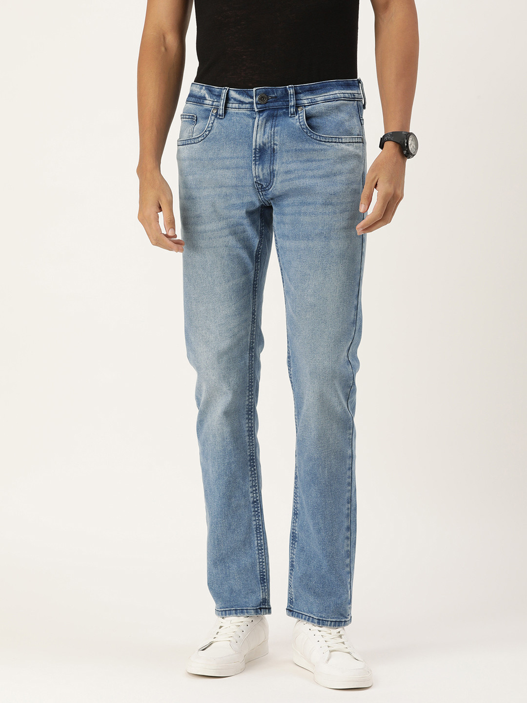 

Peter England Casuals Men Slim Fit Light Fade Stretchable Casual Jeans, Blue
