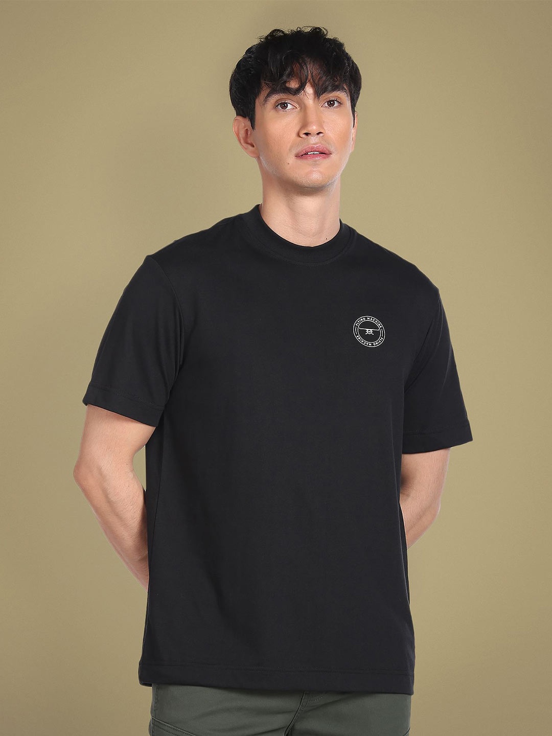 

Flying Machine Round Neck Loose T-shirt, Black