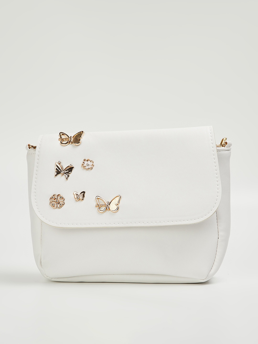 

Ginger by Lifestyle Structured Sling Bag With Applique, White