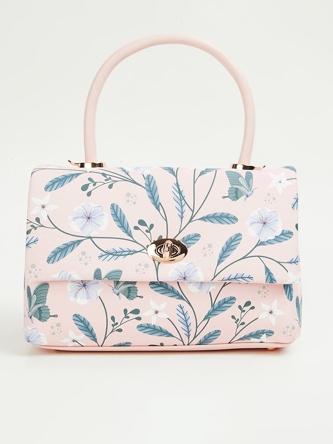 

Ginger by Lifestyle Pink Floral Printed Structured Handheld Bag