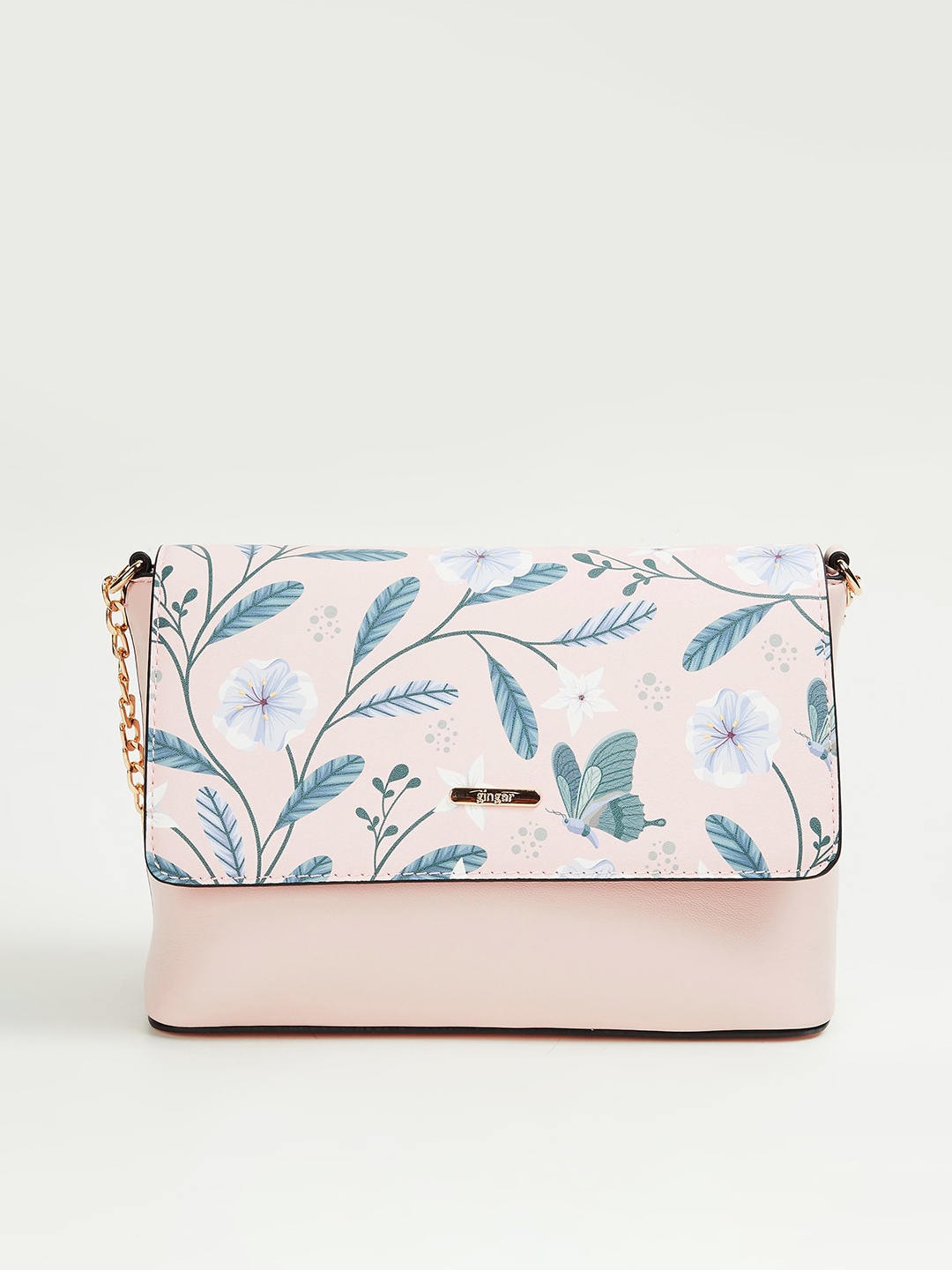 

Ginger by Lifestyle Floral Printed Structured Sling Bag, Pink