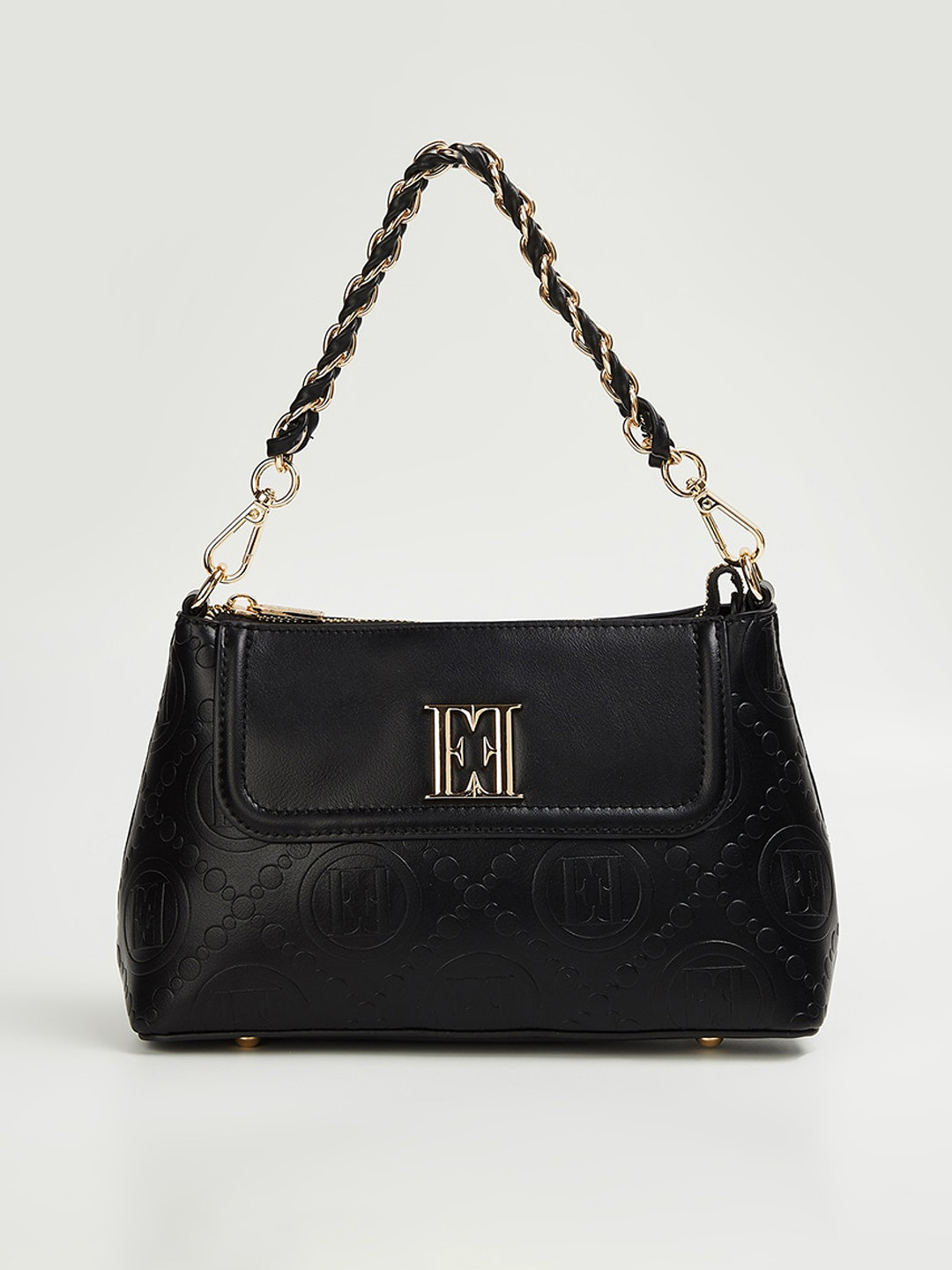 

ELLE Black Textured Structured Handheld Bag