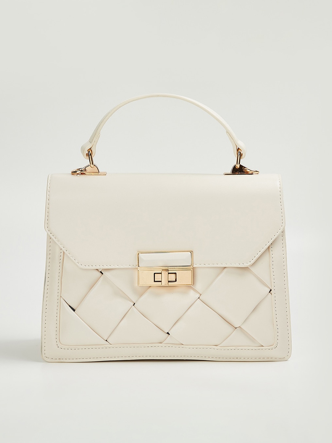 

CODE by Lifestyle Textured Structured Satchel Bag With Quilted, White