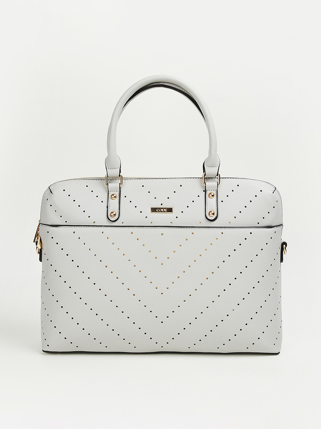 

CODE by Lifestyle Self Design Structured Handheld Bag With Cut Work, Grey