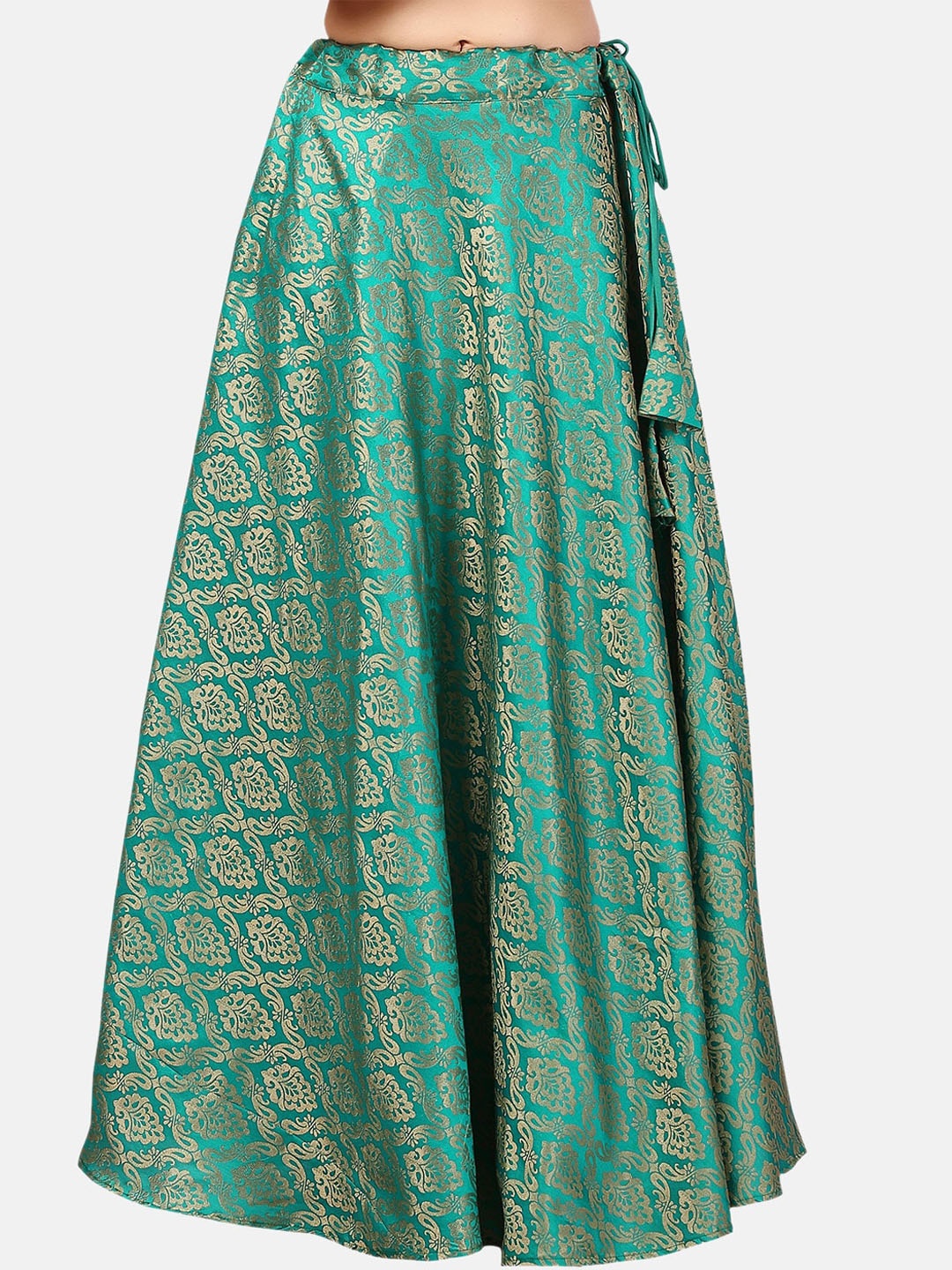

Studio Shringaar Ethnic Motifs Woven Design Flared Maxi Skirts, Turquoise blue